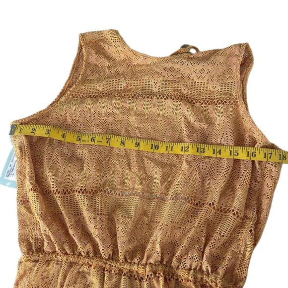 NWT Luli Fama Obsession Scalloped Romper Yellow Cuban Sunset Small Coverup - Picture 10 of 11